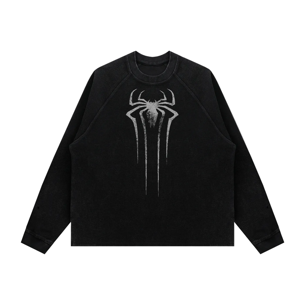 Unisex Vintage Wash Boxy "SPIDER" Waffle Gym Tee