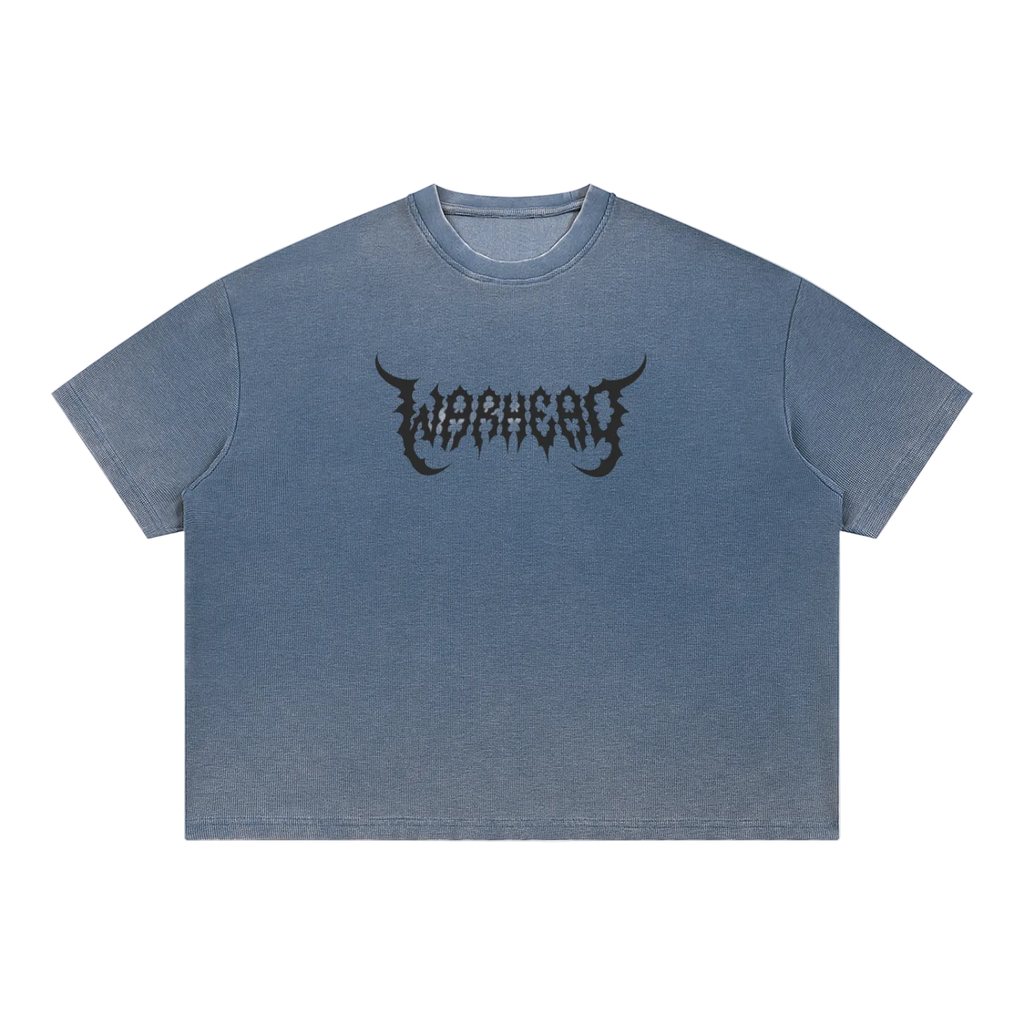Unisex Vintage Wash Sunfade Boxy "Warhead" Waffle gym tee